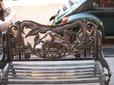 Wrought-iron bench with cowboy motif, Tlaquepaque