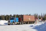 Truck crossing the tracks heading north