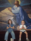 Kids Near Jesus Mural at Church Again