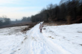 Randonne dans la campagne enneige prs de Magny-en-Vexin