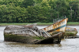 Le cimetire de bateaux de Kerhervy sur la rivire Le Blavet