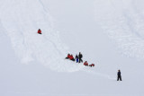 Sliding down the snow ridge