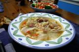 White bean soup with cabbage and sausage