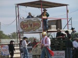 The Judges Stand and one of the rodeo clowns
