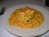Crawfish Napolian-crawfish & cheese over fried eggplant