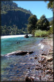 After the rapids, the Rio Fu becomes calm on its way to Lago Yelcho -here is where I wait for the rest of my team