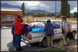 Chris rode in the truck bed with our gear