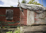 Colorful shacks along the road