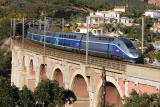 A TGV Duplex on the Anthor bridge, between Cannes and St-Raphal.