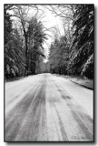 A Monochrome View Of An Old Country Road In Winter