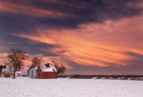 Winter farm sunrise