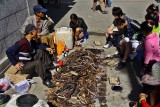 The selling of dried snakes and frogs for medicine in southwest China.