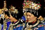 Miao women in traditional headdress. Dehang Village
