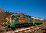 A  view of the Eureka Springs Arkansas engine with passenger car attached
