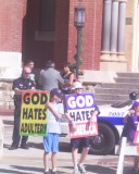Westboro Baptist Church of Topeka Ks Protests at Cathederal Guadalupe in Downtown Dallas 7-11-10
