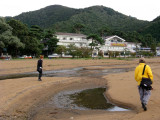 Heading to the nearby hotel for an sento bath.