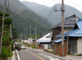 Narrow road through Mountains. We had 12% grades on the climb today.