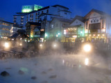 Businesses are clustered around the yubatake along with a steady stream of visitors.