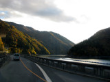 Bus back to Matsumoto;  The Hotaka Mountains are showing the reddish colors of autumn.
