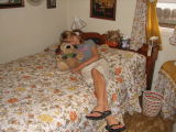 Taylor in Gails bedroom with her buddy Toompy....