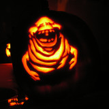 Slimer coming out from the mutated hump on the back of the pumpkin