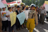 A strike in front of Palacio Municipal