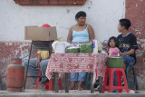 sidewalk foodstand.Copan Ruinas