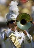 Yellow Jackets Band member performs at halftime