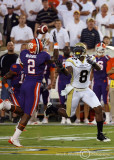 Georgia Tech WR Demaryius Thomas waits for a pass that is picked off by Clemson SS DeAndre McDaniel