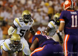 Yellow Jackets LB Jefferson stares into the Clemson backfield