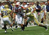 Yellow Jackets LB Brandon Watts chases down Wolfpack FB Taylor Gentry