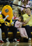 Buzz sits in the front row with a young, and wary, Jackets fan