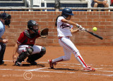 Arizona LF Brittany Lastrapes connects against the Cardinal pitcher