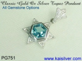 Topaz Pendant, Blue Topaz Pendant With Diamonds