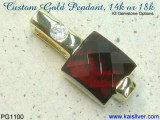 Gold Pendants, Custom Garnet Gemstone Pendant 14k or 18k Gold