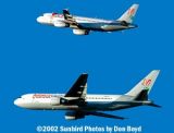 ACES A320 and Avianca B767 in Summa scheme fantasy stock photo
