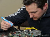 Soldering on a motherboard