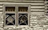 A window in the Num-ti-jah Lodge at Bow Glacier