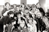Vidal Sassoon  at the opening of his Hamburg salon in 1976 Karl-Heinz Teuber on the right of the photo.
