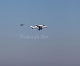 Space Shuttle Endeavour and jumbo jet flying over San Francisco, 9/21/2012