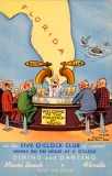 1950's - postcard for the Five O'Clock Club on Miami Beach