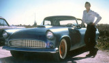 1957 - Jack Kuhn with his hot Lincoln-powered T-Bird at the drags at Amelia Earhart Field