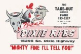 Mid 1960's - Postcard ad for Flynn's Dixie Ribs at 15295 S. Dixie Highway, Miami