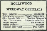 1966 - Hollywood Speedway Officials listed on page 2 of the Hollywood Speedway program