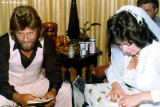 Terry and Susan opening wedding gifts