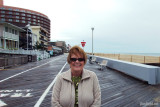April 2010 - Karen on an empty boardwalk at Ocean City, Maryland