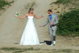 August 2010 - Erica Mueller Reiter and Justin Reiter celebrating after their wedding ceremony a few minutes before