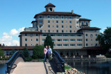 October 2010 - Karen D. and Karen C. on the Cheyenne Lake bridge at the Broadmoor Hotel