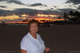 August 2010 - Karen on Waikiki Beach at sunset