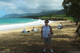 August 2010 - Karen on the beach on the northeast side of Oahu